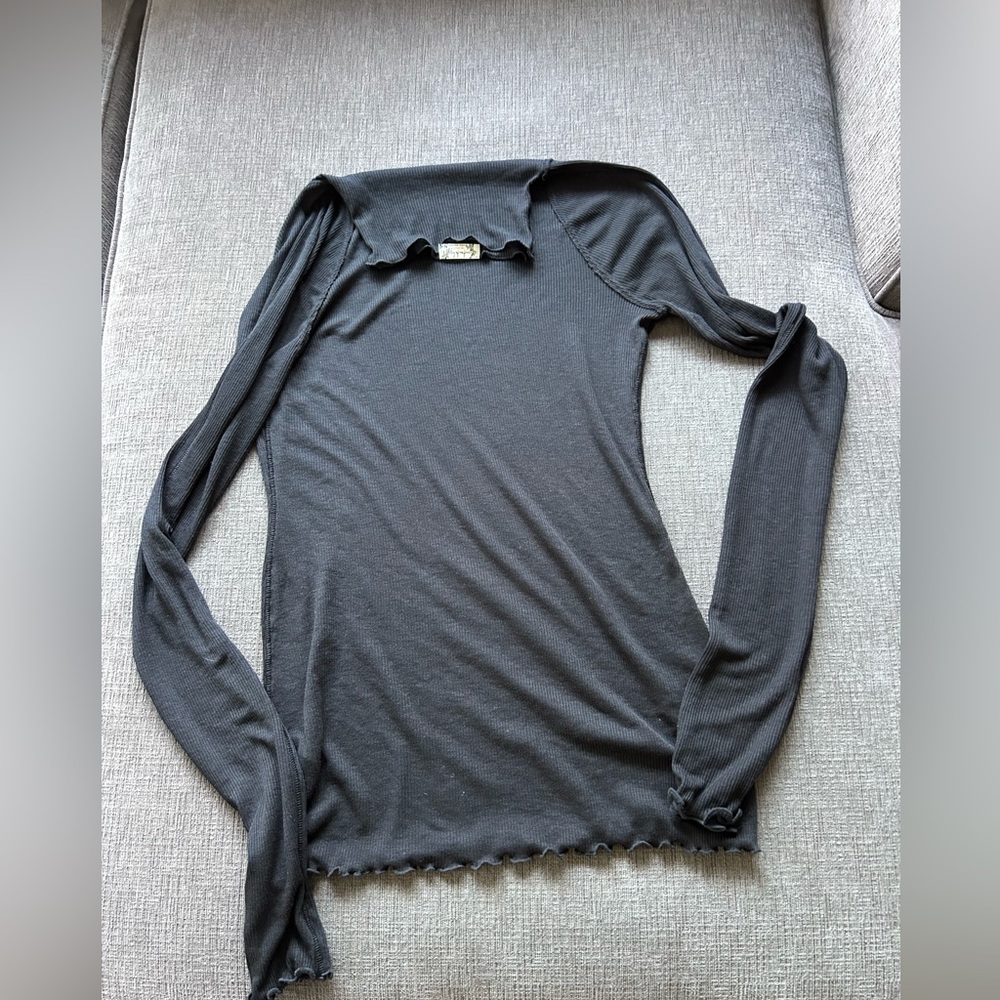 Free People Black Sheer Turtleneck Long-Sleeve Top - Picture 3 of 3